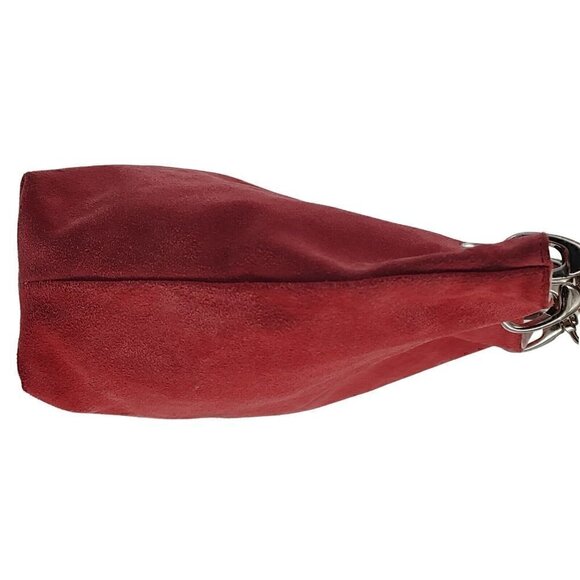 TANNER Made In Italy Pink Coral Suede Top Handle Small Tote Bag Removable Straps - Picture 6 of 10